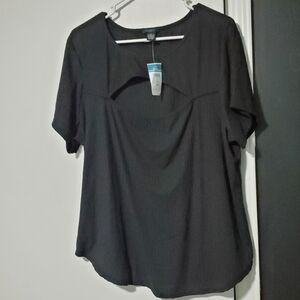 Rue21 NWT Plus Size 3X Womens Ribbed Black Short Sleeve Shirt